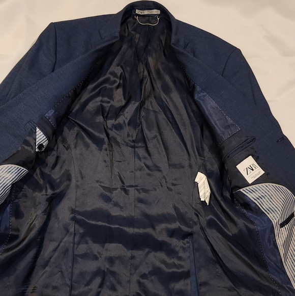 Zara Elegant Blue Men's Blazer Size 42 - Picture 4 of 11
